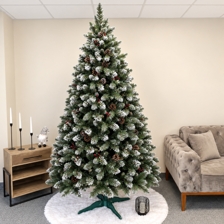 Brazi artificiali - Brad artificial Christmas Deluxe, Crystal nins cu merisoare, 2D, 250cm