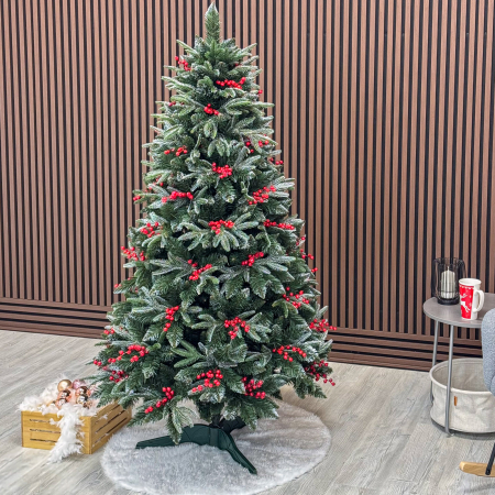 Brad artificial Sersimo, Miahelene Elite, verde nins cu merisoare, mix 2D+3D, 180 cm [15]