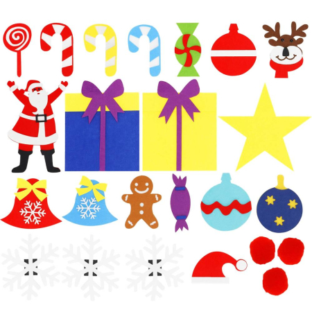 Brad de Craciun din pasla pentru copii, 115x80 cm, cu 26 decoratiuni [30]