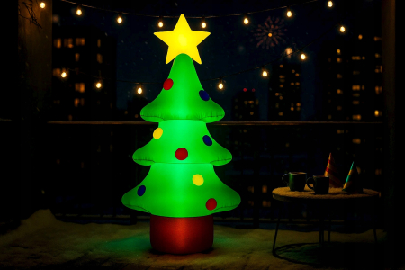 Brad gonflabil de exterior decor de Craciun, iluminare LED, compresor integrat, 125 cm, verde [5]