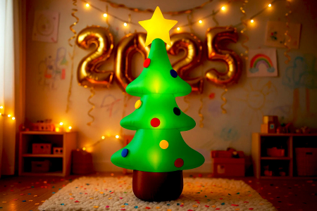 Brad gonflabil de exterior decor de Craciun, iluminare LED, compresor integrat, 125 cm, verde [2]