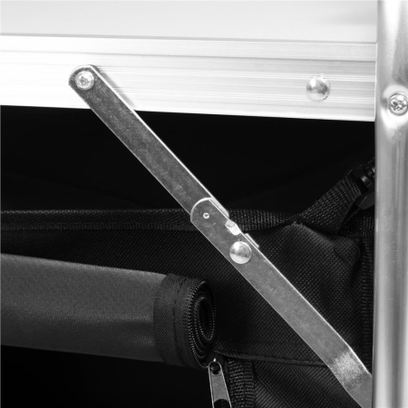 Bucatarie de camping pliabila cu 3 blaturi MDF, cadru aluminiu, portabila pentru exterior, 175x45x110 cm, gri [24]
