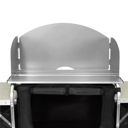 Bucatarie de camping pliabila cu 3 blaturi MDF, cadru aluminiu, portabila pentru exterior, 175x45x110 cm, gri [26]