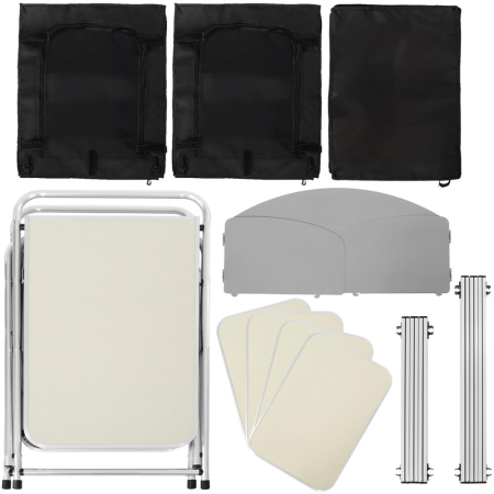 Bucatarie de camping pliabila cu 3 blaturi MDF, cadru aluminiu, portabila pentru exterior, 175x45x110 cm, gri [2]