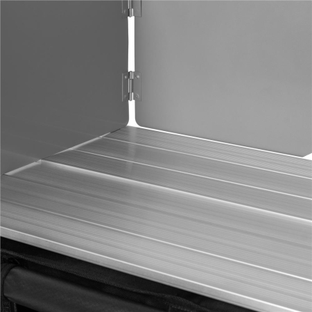 Bucatarie de camping pliabila cu 3 blaturi MDF, cadru aluminiu, portabila pentru exterior, 175x45x110 cm, gri [30]