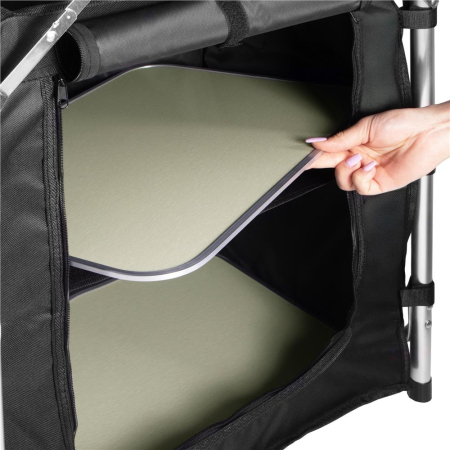 Bucatarie de camping pliabila cu 3 blaturi MDF, cadru aluminiu, portabila pentru exterior, 175x45x110 cm, gri [22]