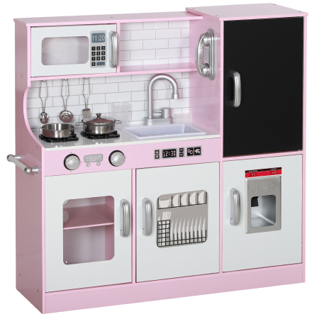 Dormitor & birou -  Bucatarie de Jucarie din Lemn pentru Copii 3-8 Ani cu Accesorii Roz