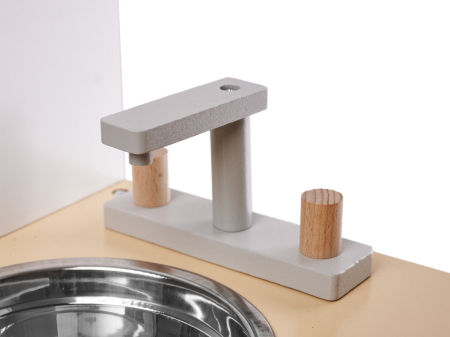 Bucatarie din lemn pentru copii cu accesorii, MDF si lemn, 68x25x82 cm, gri si alb [12]