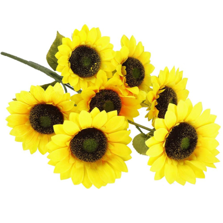 Buchet de flori artificiale din poliester, 2 fire de floarea soarelui, 57cm [7]