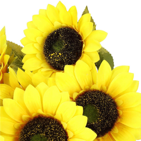 Buchet de flori artificiale din poliester, 2 fire de floarea soarelui, 57cm [12]