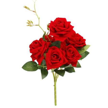 Buchet de flori artificiale din poliester, 6 fire trandafiri, 55cm, rosu [3]