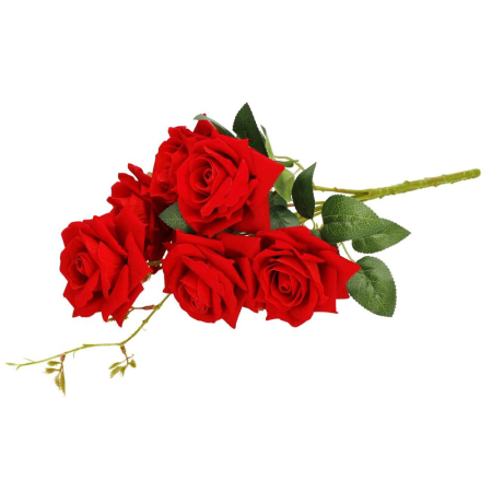 Buchet de flori artificiale din poliester, 6 fire trandafiri, 55cm, rosu [7]