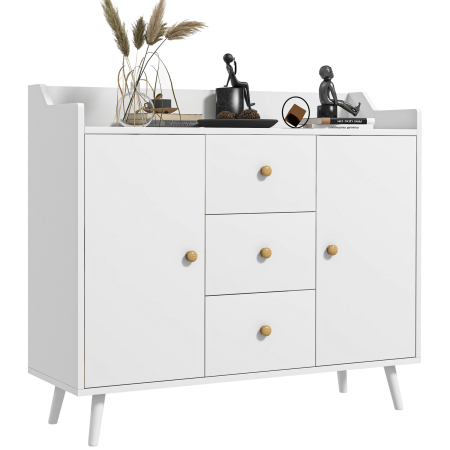 Bucatarie -  Bufet 90×80 cm - Alb, PAL & Lemn de Pin, Design Elegant