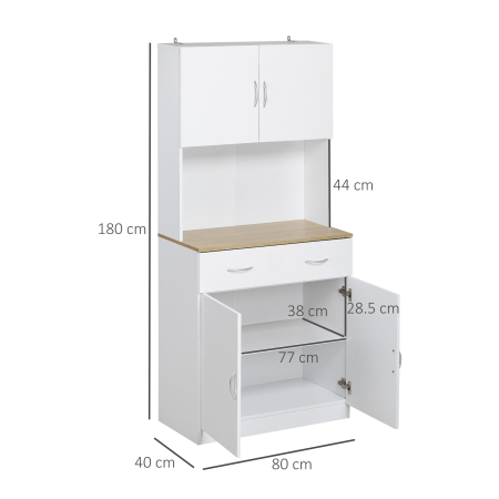  Bufet Bucatarie Alb 80×40×180 cm - Cu Dulap si Sertar [2]