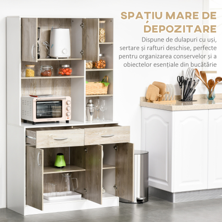  Bufet Bucatarie Alb & Lemn - Compartimentare Moderna & Practica [3]
