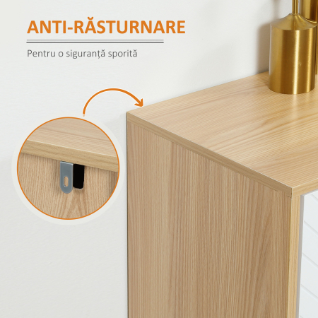  Bufet Bucatarie, Mobilier Bucatarie cu Rafturi Reglabile si Picioare din Lemn de Pin, Bufet Modern pentru Living, Sufragerie, Bucatarie, 120x35x77.4cm, Natur si Alb [6]