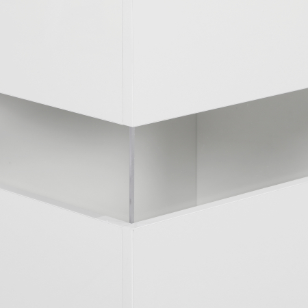  Bufet cu Lumini LED Reglabile prin Telecomanda, Mobilier de Sufragerie cu 4 Sertare si 2 Dulapuri, 120x34x70 cm, Alb [8]