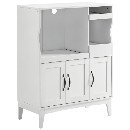 Bucatarie -  Bufet de Bucatarie cu 2 Dulapuri, Sertar si Rafturi Extensibile pentru Cuptor cu Microunde, 84x39x109 cm, Alb