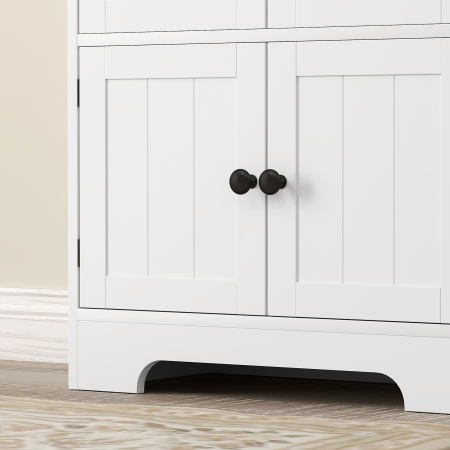  Bufet de Bucatarie cu 4 Usi si 2 Dulapuri si Raft Reglabil, Alb [8]