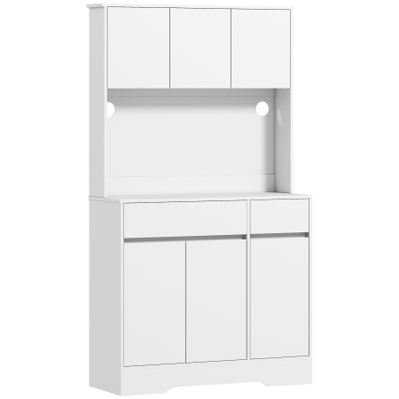Bucatarie -  Bufet de Bucatarie Modern cu 4 Dulapuri, 2 Sertare si Rafturi Reglabile, 100x38x180 cm, Alb