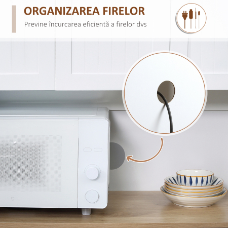  Bufet de Bucatarie, spatii de depozitare multiple, blat pentru cuptor si design modern, Alb [6]