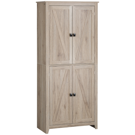 Bucatarie -  Bufet Lemn Natural - 4 Usi cu Rafturi Reglabile