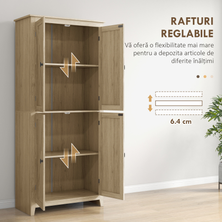  Bufet Lemn Natural - 4 Usi cu Rafturi Reglabile [4]