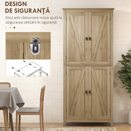  Bufet Lemn Natural - 4 Usi cu Rafturi Reglabile [5]