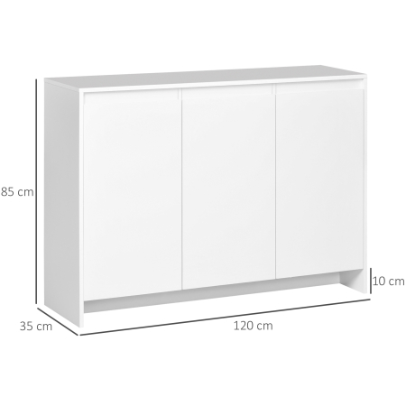  Bufet Modern cu 12 Rafturi Interioare  din PAL pentru Bucatarie, Sufragerie si Hol, 120x35x85 cm, Alb [2]