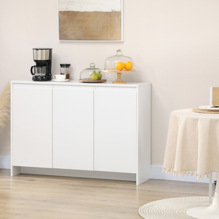  Bufet Modern cu 12 Rafturi Interioare  din PAL pentru Bucatarie, Sufragerie si Hol, 120x35x85 cm, Alb [1]