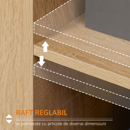  Bufet modern cu dulap de depozitare, cu sertar si raft reglabil pentru living, dormitor, hol, natural [3]