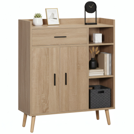 Bucatarie -  Bufet modern cu dulap de depozitare, cu sertar si raft reglabil pentru living, dormitor, hol, natural