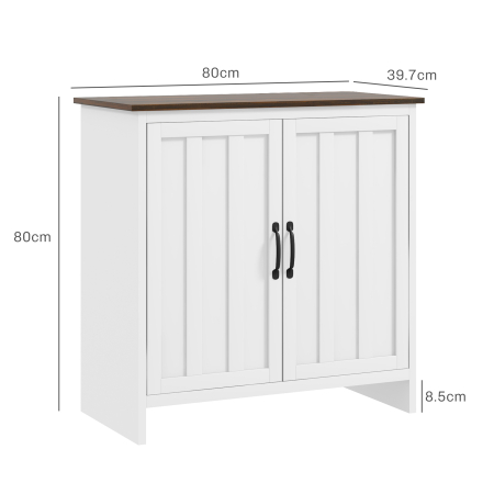  Bufet Modern pentru Bucatarie, Mobilier cu 2 Usi si Raft Reglabil din Lemn, 80x39,7x80 cm, Alb [2]