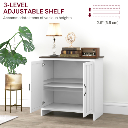  Bufet Modern pentru Bucatarie, Mobilier cu 2 Usi si Raft Reglabil din Lemn, 80x39,7x80 cm, Alb [3]