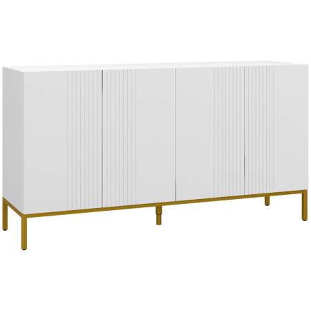 Bucatarie -  Bufet Modern pentru Living cu 4 Usi si Rafturi Reglabile, inchidere Moale, 140x40x75 cm, Alb