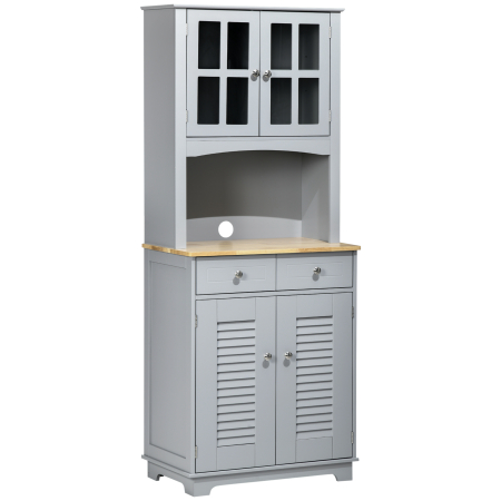 Dulapuri si rafturi depozitare -  Bufet pentru Bucatarie, Mobilier din MDF, Dulap de Bucatarie in Stil Clasic, Gri, 68x39.5x170 cm