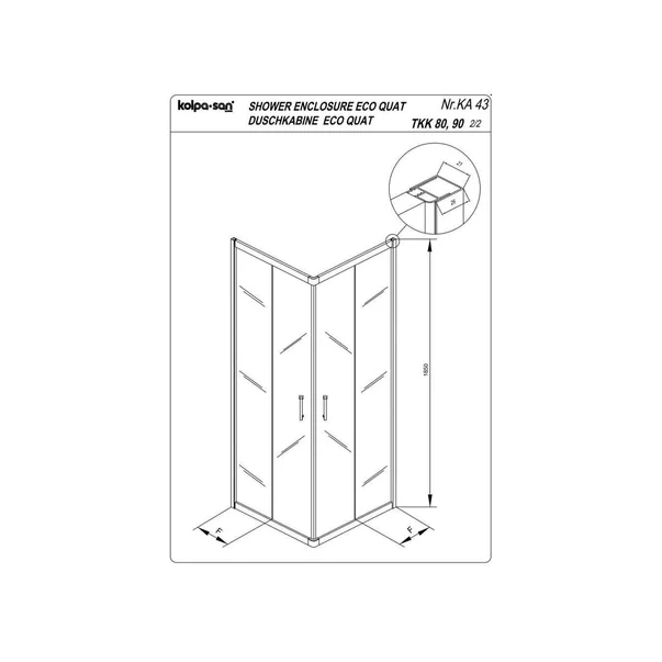 Cabina de dus patrata cu usi glisante Kolpasan Eco Quat 90x90 negru [1]