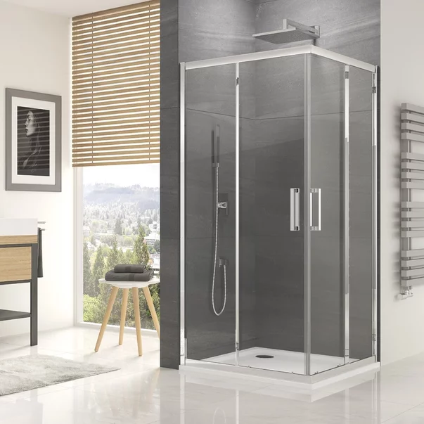 Cabine de dus - Cabina de dus patrata cu usi glisante SanSwiss Ocelia 80x80 sticla securizata 5 mm anticalcar