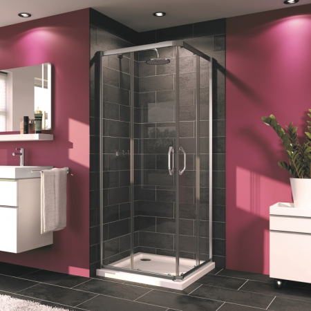 Zona de dus - Cabina de dus patrata Huppe, X1A 90x90, cu 2 usi culisante si 2 elemente fixe