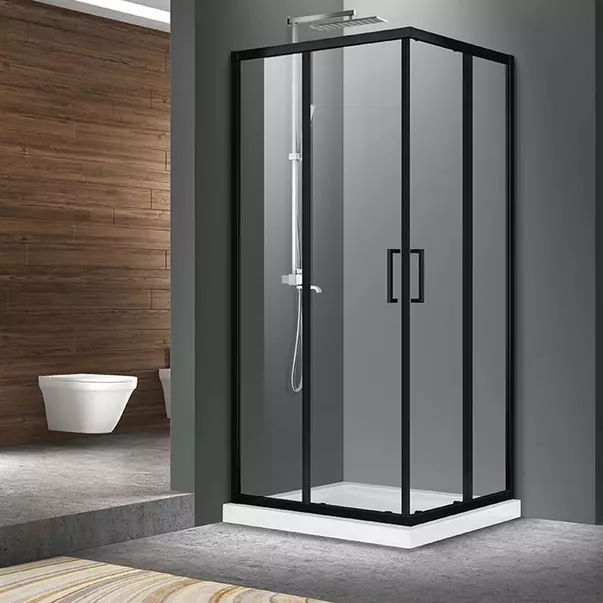 Cabine de dus - Cabina de dus patrata Mediterraneo Hector N cu usi culisante 80x80 cm negru