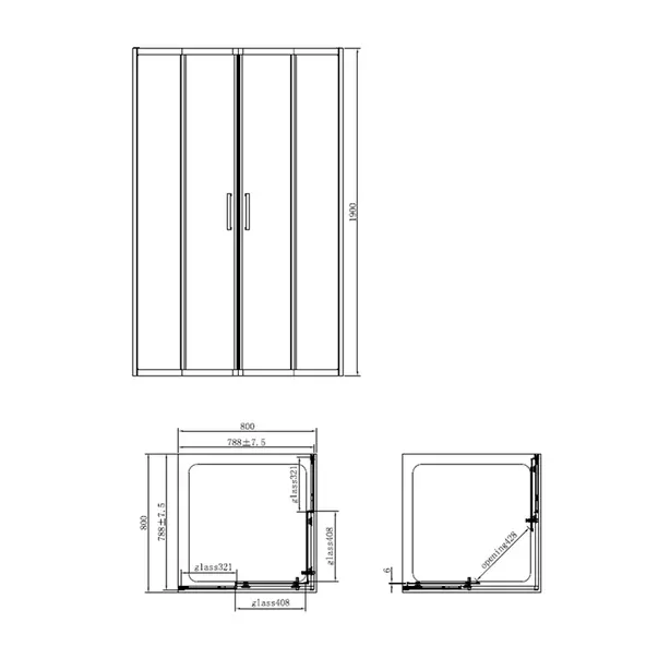 Cabina de dus patrata Mediterraneo Hector N cu usi culisante 80x80 cm negru [2]