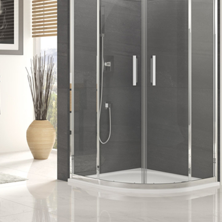 Cabina de dus Sanswiss Ocelia, semirotunda 90x90 cm, sticla securizata, protectie Aquaperle, crom lucios [3]