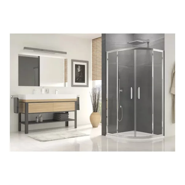 Zona de dus - Cabina de dus semirotunda cu usi glisante SanSwiss Ocelia 80x80 cm