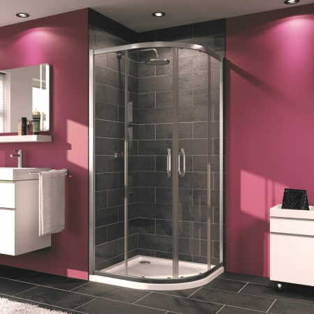 Zona de dus - Cabina de dus semirotunda Huppe, X1A, cu usi culisante, 90x90 cm, R55 cm