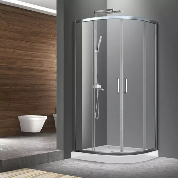 Cabina de dus semirotunda Mediterraneo Meda cu usi culisante 90x90 cm crom [0]