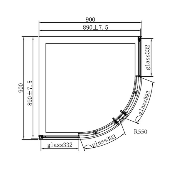 Cabina de dus semirotunda Mediterraneo Meda cu usi culisante 90x90 negru [2]