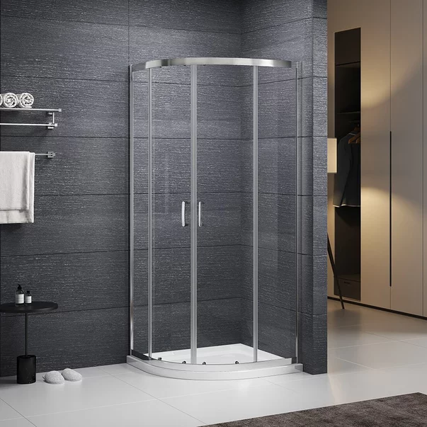 Zona de dus - Cabina de dus semirotunda Roth Albis cu usi glisante 90x90 cm crom-transparent