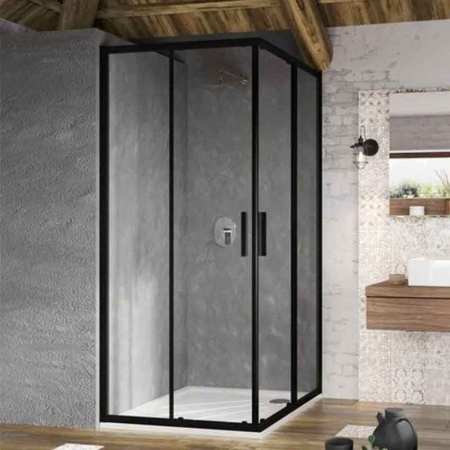 Zona de dus - Cabină duș, Ravak, Blix Slim , BLSRV2-80, 80x80x195 cm, profil negru
