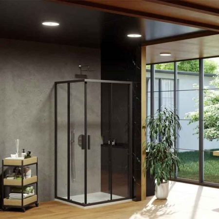 Cabină duș, Ravak, Blix Slim , BLSRV2-80, 80x80x195 cm, profil negru [2]