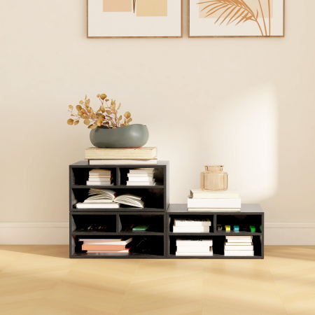  Cabinet pentru Imprimanta cu 2 Rafturi, Birou din Lemn si Cabinet de studiu cu Roti, 47x40x22.5 cm, Negru [6]